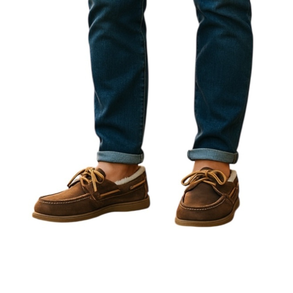 SPERRY Sherpa Lined Mens Top-Sider Boat Shoes Nutmeg Leather Nautical 9.5